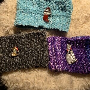 Hand Crafted Women's Knitted Headband w/Brooch